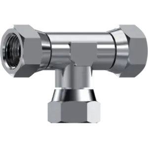 TEE SWIVEL 3/8" 3XFEMALE BSP 60° A316