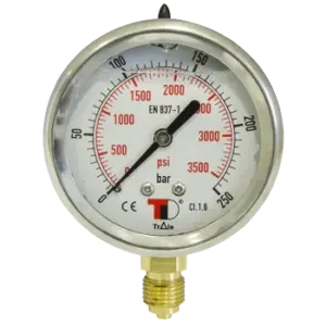 MANOMETER Ø63 - 1/4" BSP VERTICAL - 0-100BAR